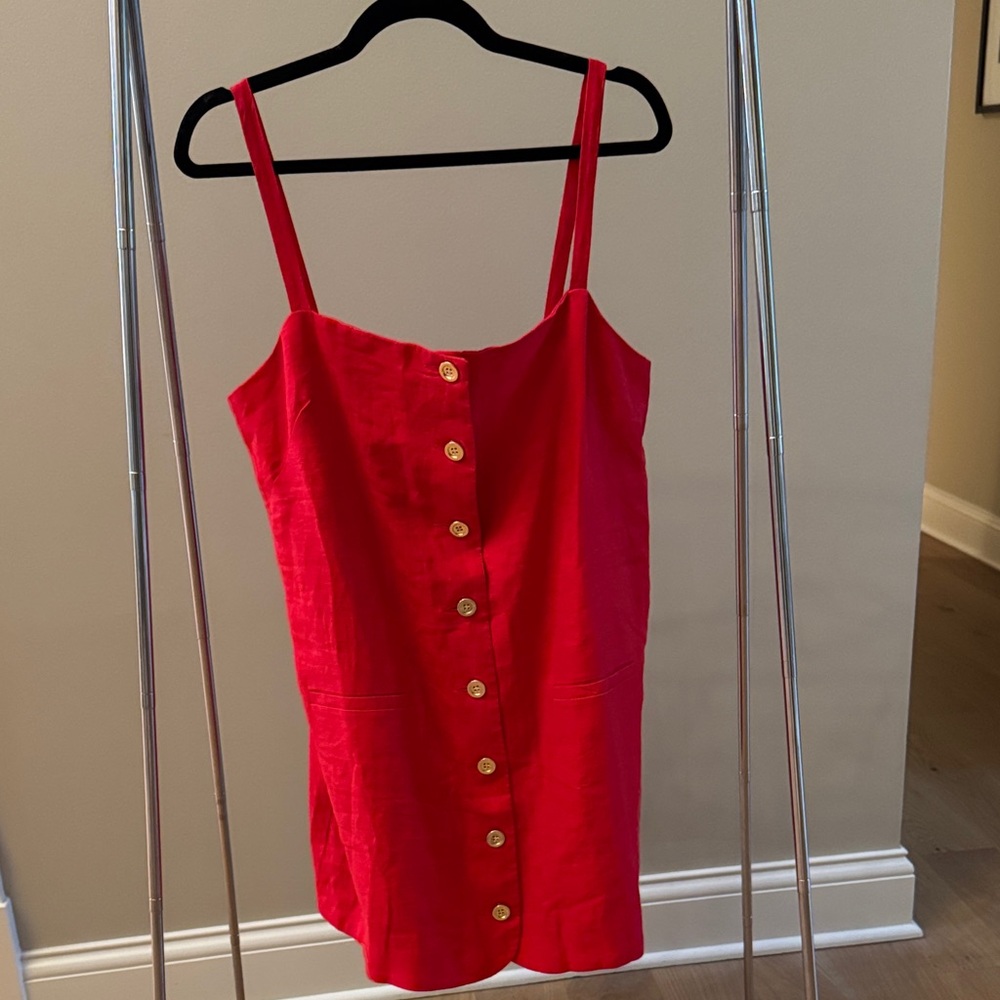 Red Button Front Dress